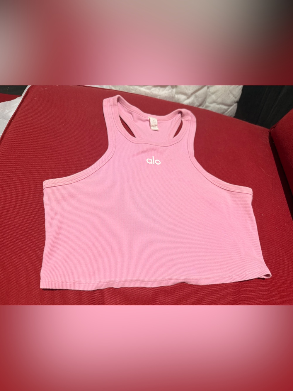 ALO Yoga Pink Ribbed Racerback Crop Tank